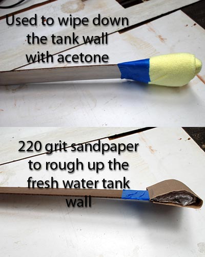 Device used for the fresh water tank install