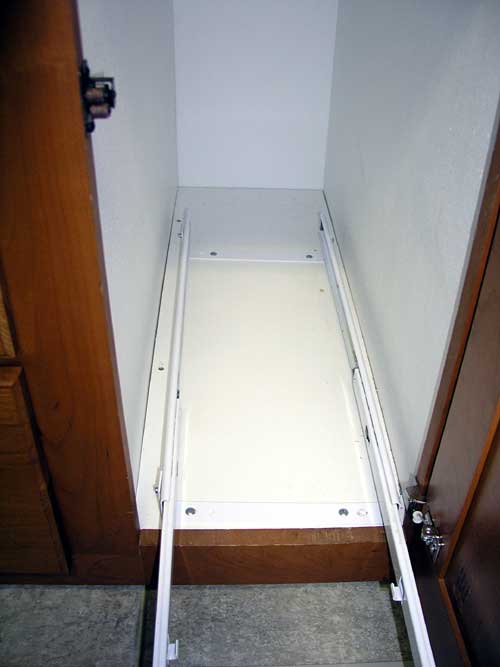 Galley trash can slide mechanism installed