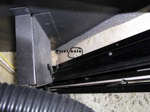Pilot hole inside the dash area